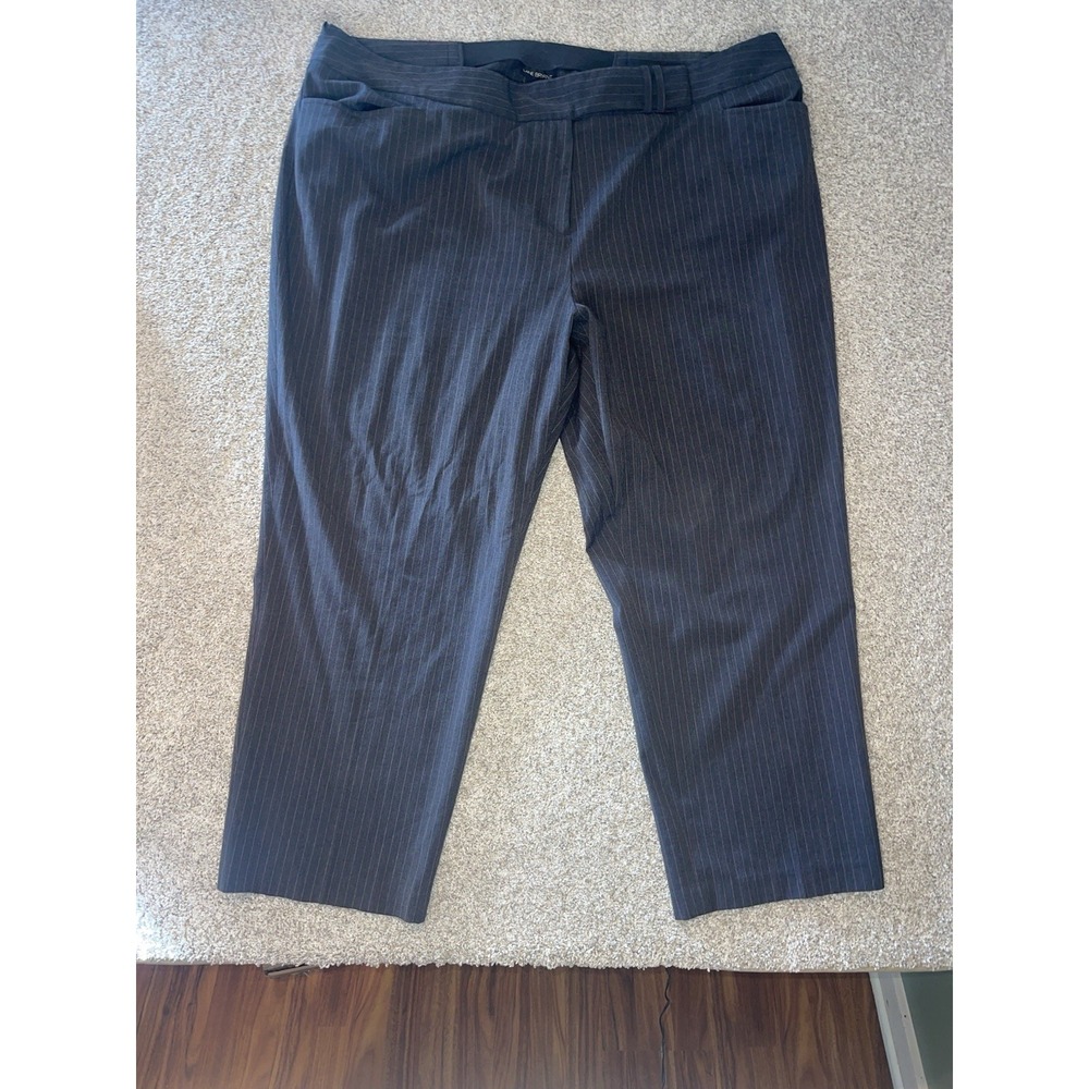 Lane Bryant Charcoal Gray Pink Stripe Career Pants Womens Plus 28 Petite Stretch